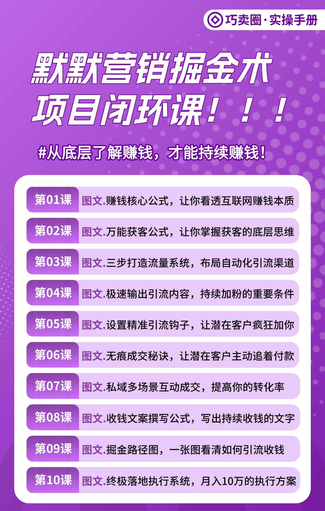 图片[1]-《默默营销掘金术》打通你的赚钱认知，实现快速逆袭！-巧卖圈